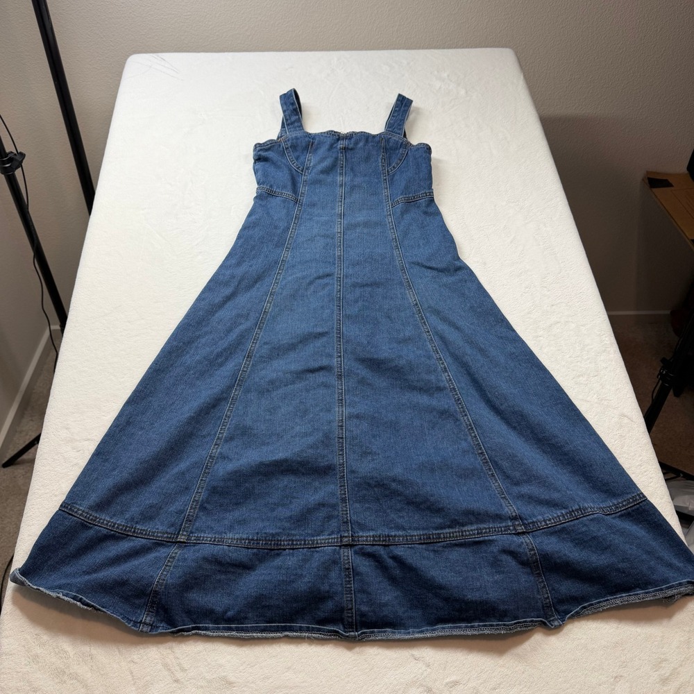 Dazy Denim Midi Dress Women Size M Blue Good Panelled Fit and Flare